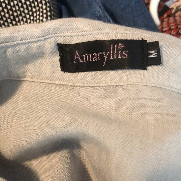 Amaryllis Light Gray Cotton Linen Blend Button Up Pocket Top M - Picture 4 of 5